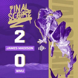 Final score graphic: James Madison 2, WMU 0