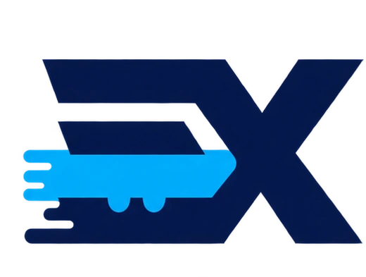 Logo concept 2: an EX monogram built around a stylised speeding train